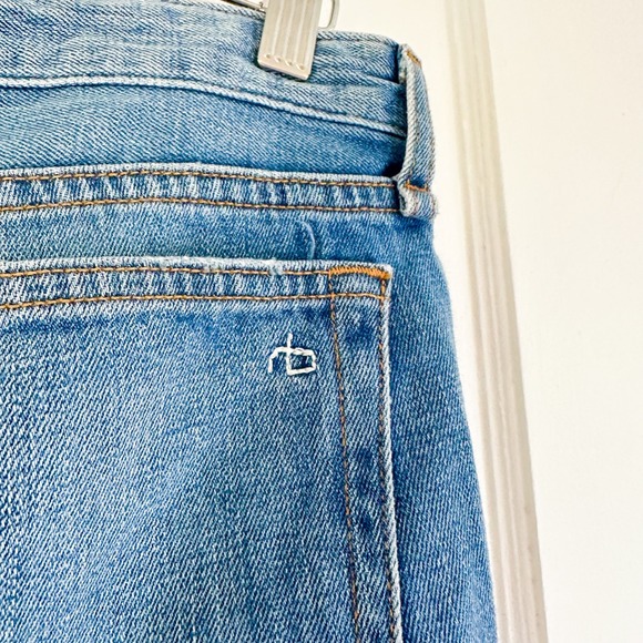 Rag & Bone | Dre 100% Cotton Low-Rise Raw Hem Denim Jean Shorts in Clean Bishop - Picture 8 of 9
